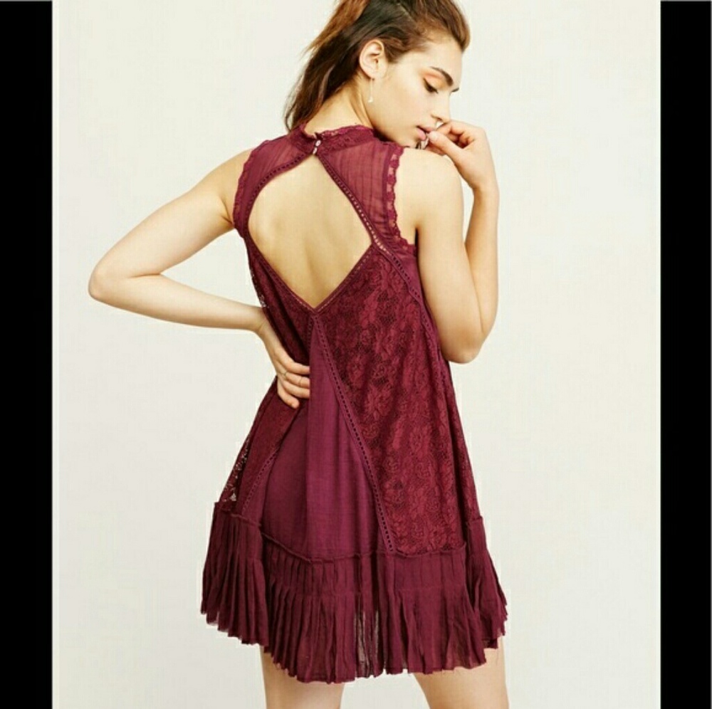 Free People One Angel Lace Wine Dress